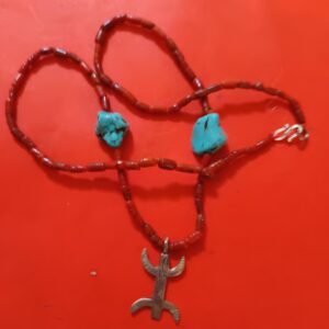Amazigh Berber Handmade Necklace with Metal Pendant and Beads