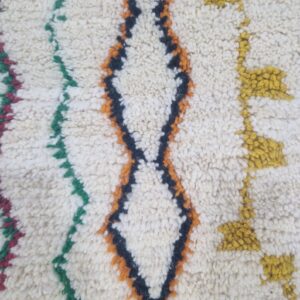 Emerald Green Amazigh Berber Handmade Wool Boujad Rug with Tribal Design