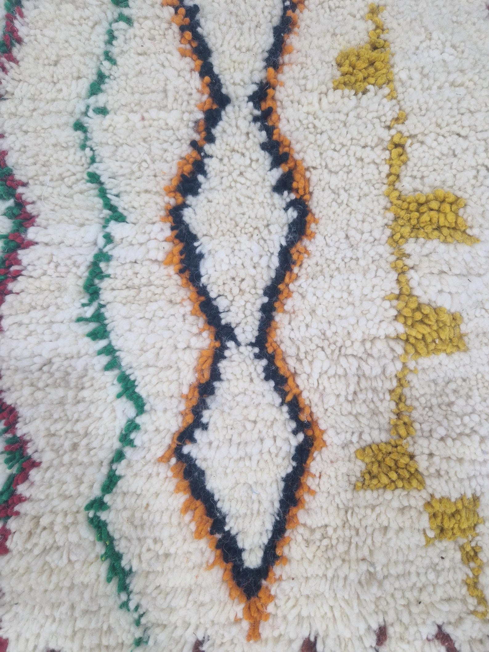 Emerald Green Amazigh Berber Handmade Wool Boujad Rug with Tribal Design