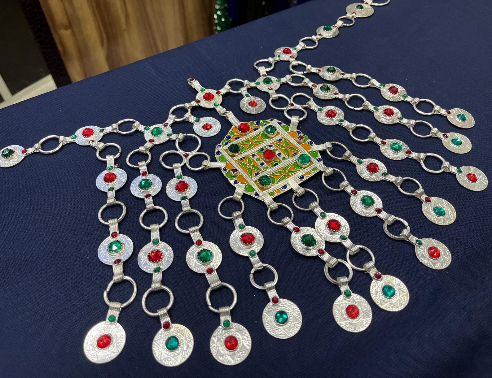 Amazigh Silver Tribal Necklace with Engraved Heritage Jewelry Design