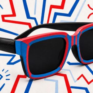 Amazigh IMAN TIFAWT Hand Painted Blue Red Sunglasses Frames