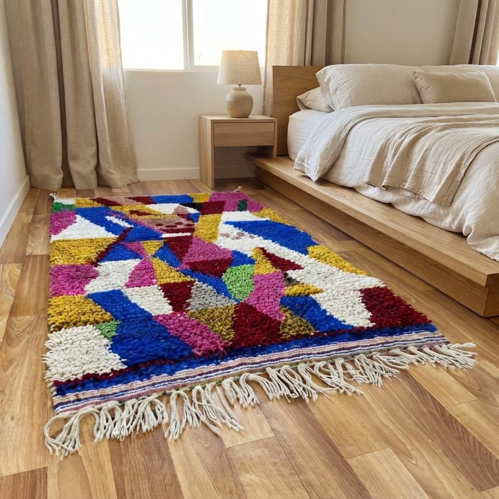 Amazigh Berber Diamond Handwoven Colorful Custom Wool Rug