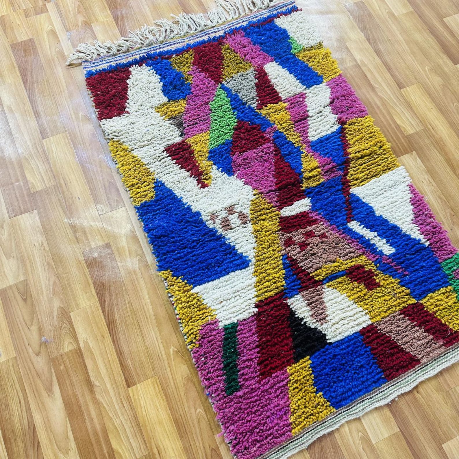 Amazigh Berber Diamond Handwoven Colorful Custom Wool Rug