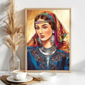 Amazigh Woman Portrait Berber Kabyle Tattoo Art Digital Download