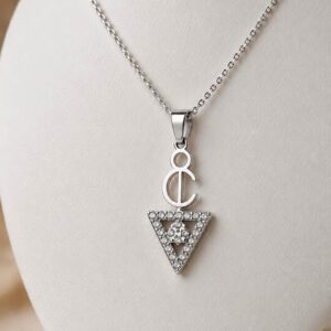 Amazigh Berber Tizerzit Fibula Inspired Zircon Stone Necklace