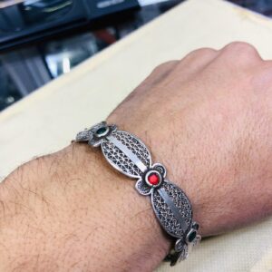 Berber Amazigh Gravé 925 Silver Handmade Cuff Bracelet