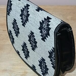 Amazigh Black Leather Handbag Bag with Traditional Motifs