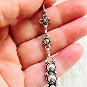 Amazigh Kabyle Berber Earrings with Silver Tone Cultural Design