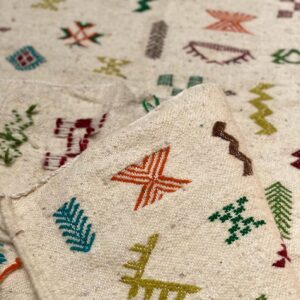 Amazigh Berber Tifinagh Symbols Wool Kilim Runner Rug