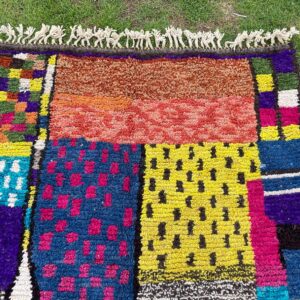 Amazigh Berber Handmade Beni Ourain Pink Cream Geometric Wool Rug