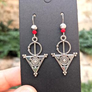 Amazigh Berber Tizerzit Earrings with Triangular Metal Design