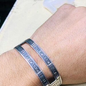 Amazigh Tuareg Berber Gravé Silver Bracelet Adjustable Cuff Maroc