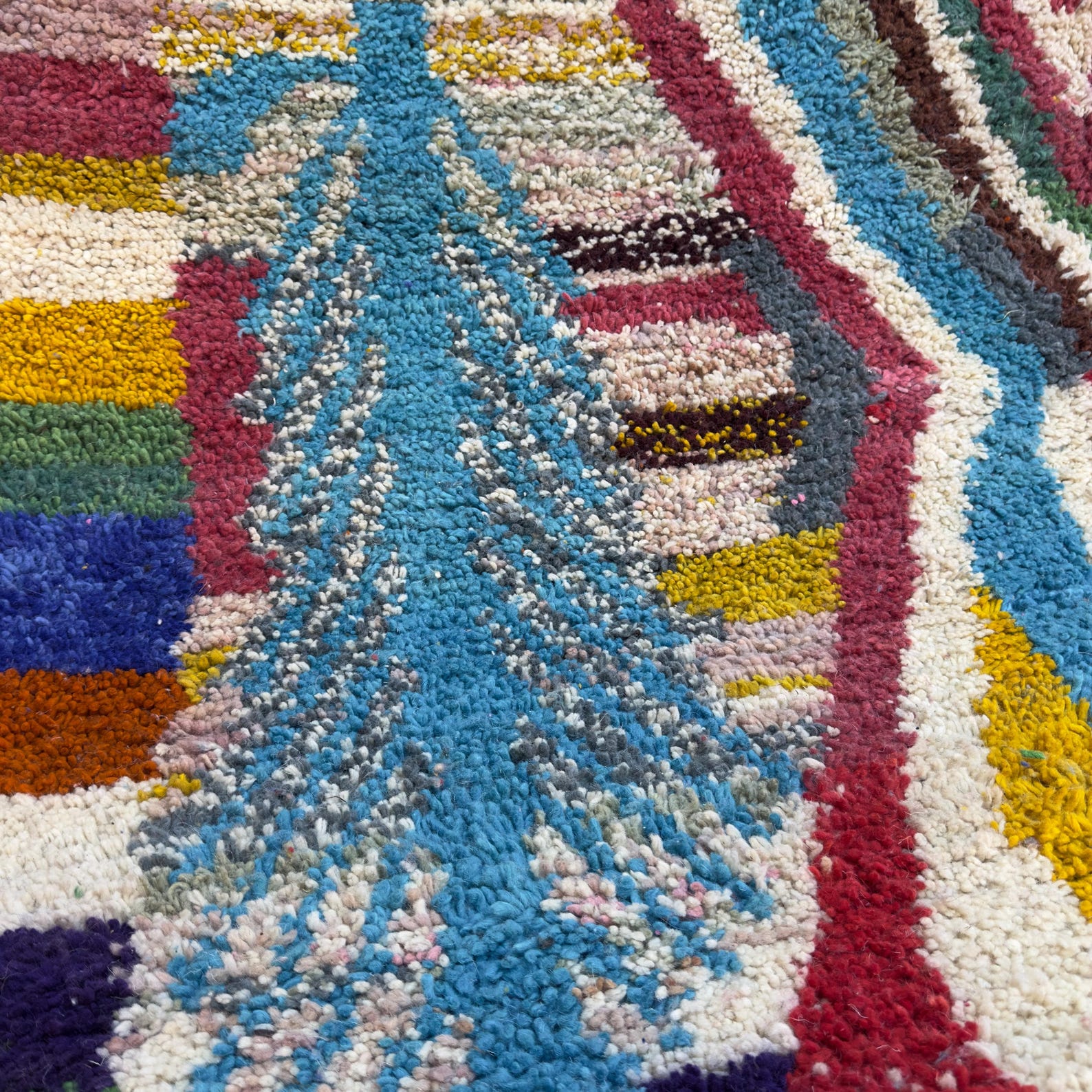 Colorful Custom Handwoven Amazigh Berber Boujaad Wool Area Rug
