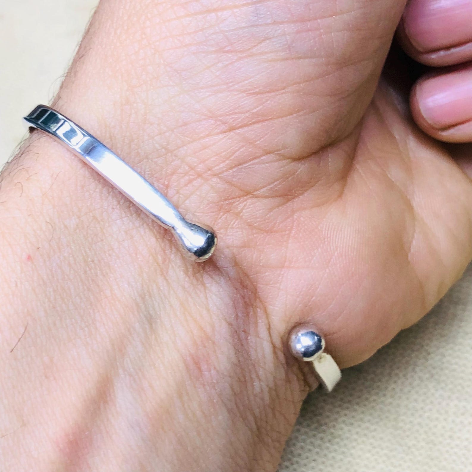 Amazigh Berber Gravé 925 Silver Open Cuff Bracelet