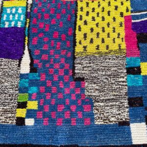 Amazigh Berber Handmade Beni Ourain Pink Cream Geometric Wool Rug