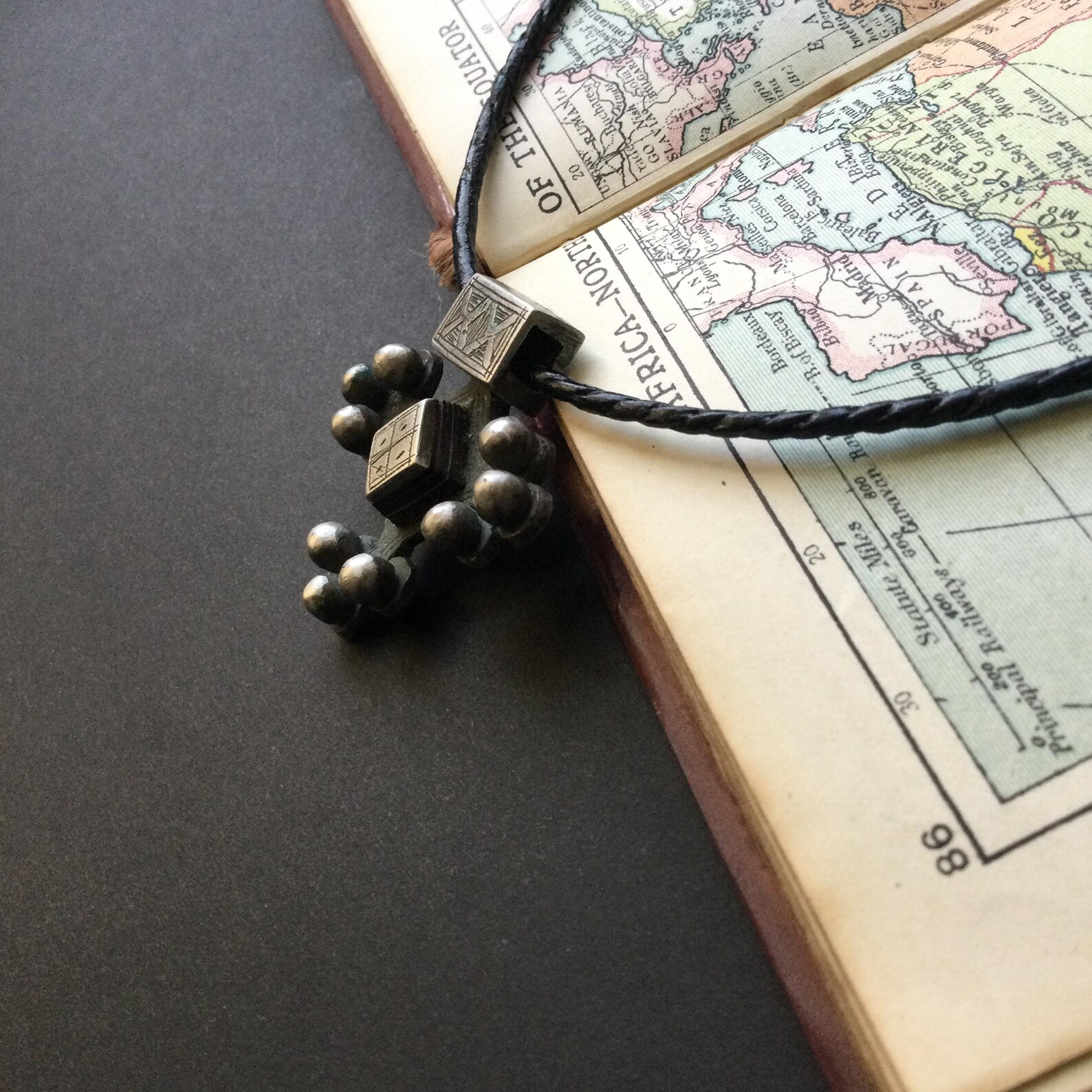 Amazigh SAHARIAN Ebony Cross Necklace with Berber Tuareg Design
