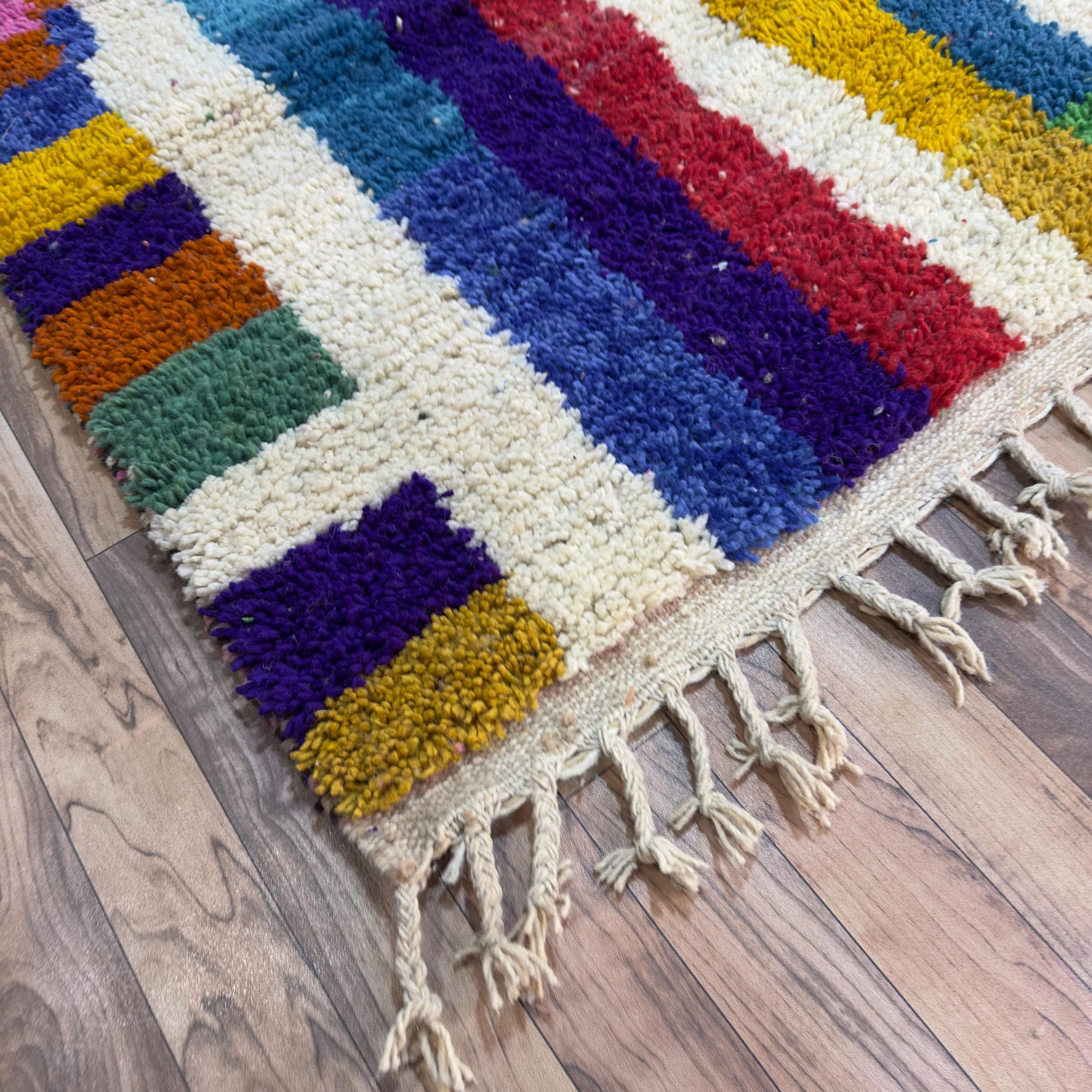 Colorful Custom Handwoven Amazigh Berber Boujaad Wool Area Rug