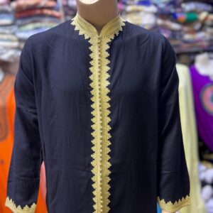 Amazigh Men's Cotton Tunic with Handmade Ethnic Trim