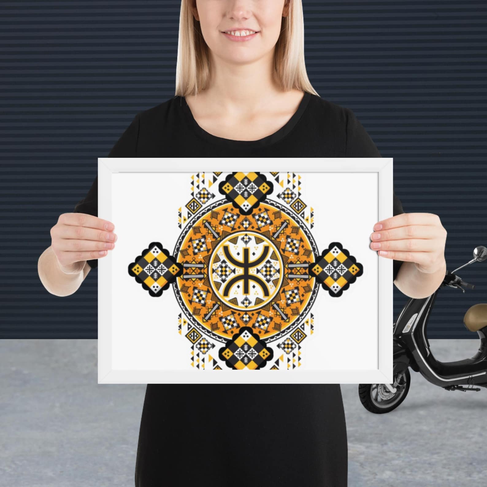Vibrant Amazigh Berber Yaz Symbol Framed Poster Wall Art