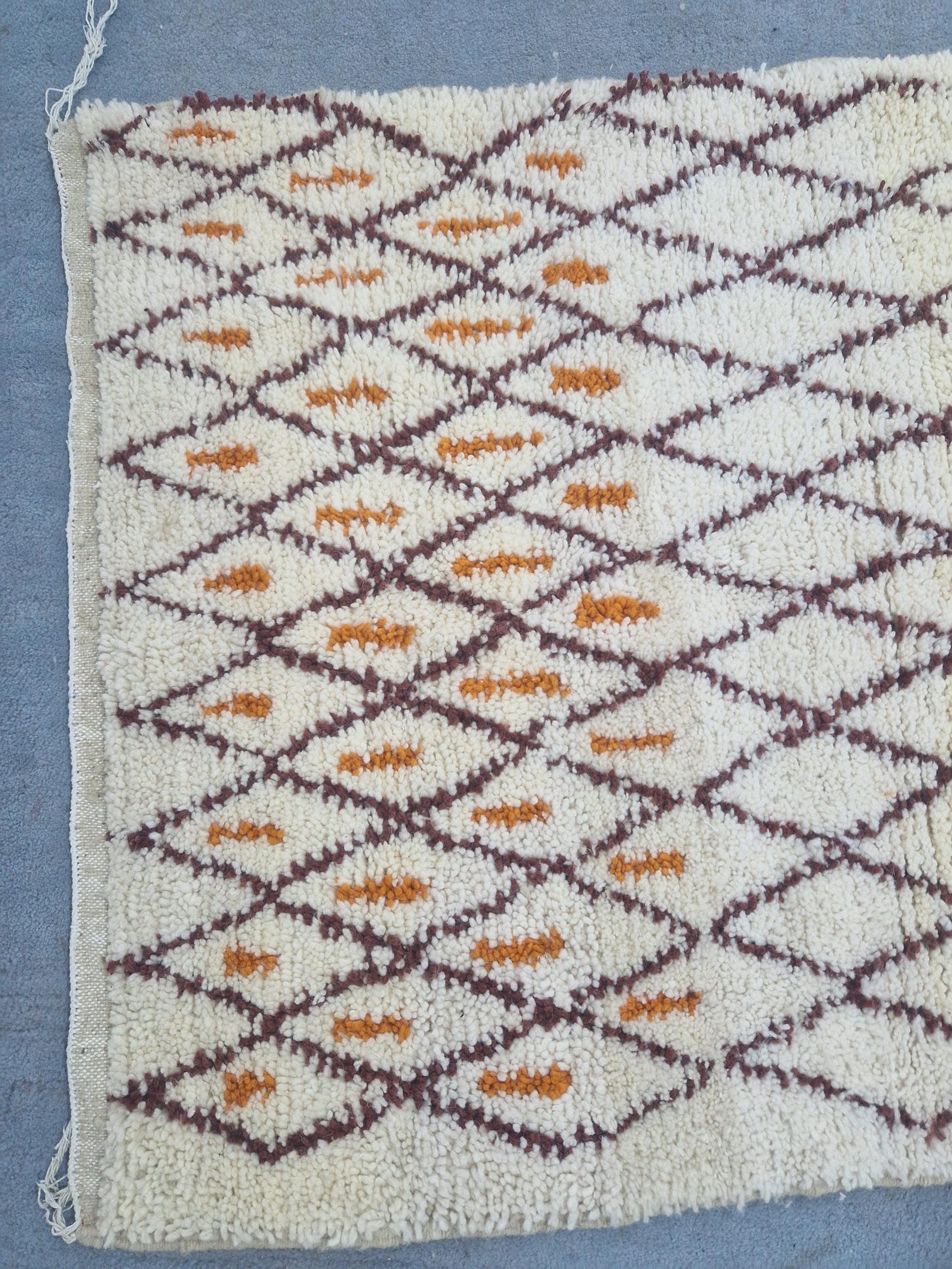 Emerald Green Amazigh Berber Handmade Wool Boujad Rug with Tribal Design