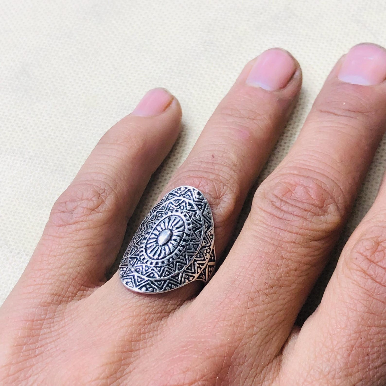 Amazigh Berber Tuareg Sterling Silver Tribal Engraved Ring