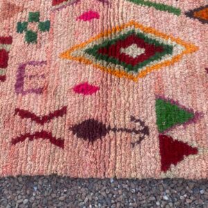 Amazigh Boujaad Berber Wool Rug with Colorful Geometric Patterns