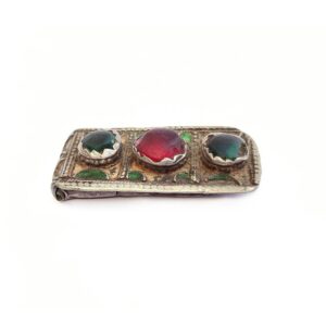 Amazigh Antique Enameled Pendant Necklace with Glass Gems