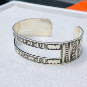 Amazigh Tuareg Berber Gravé Silver Bracelet Adjustable Cuff Maroc