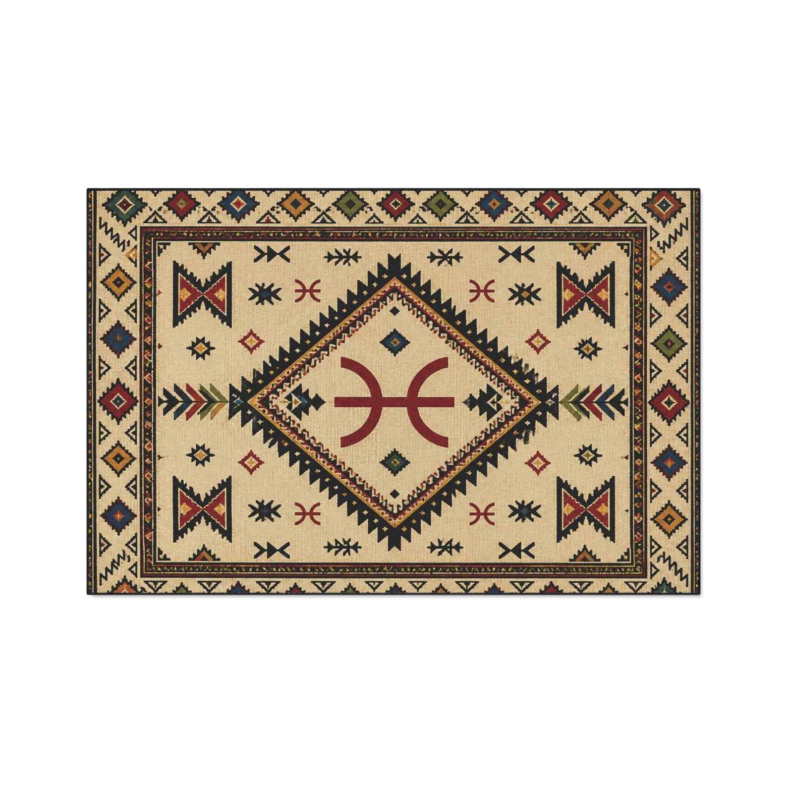 Amazigh Berber Flag Rug Floor Mat Geometric Carpet Design