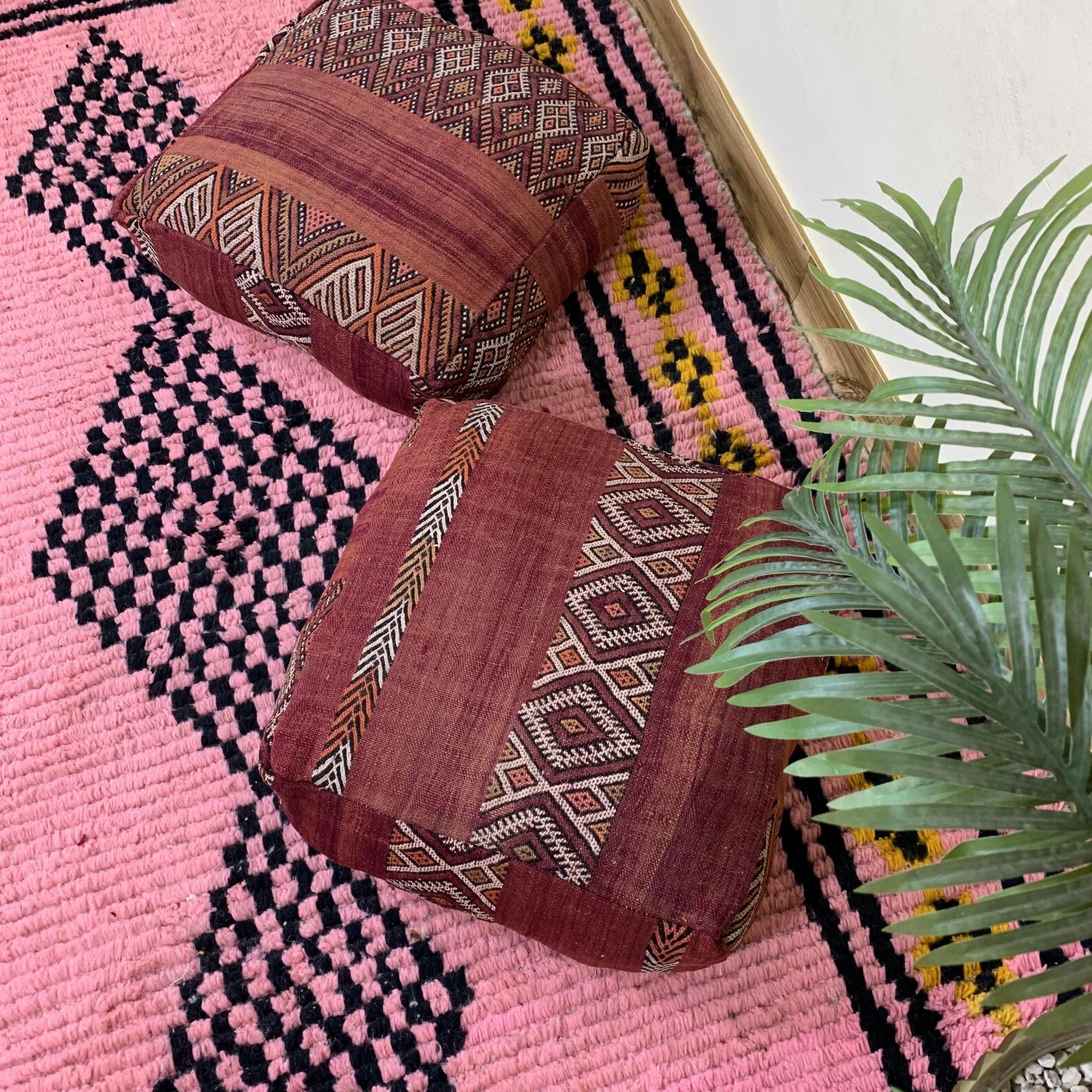 Amazigh Berber Beni Ourain Cozy Floor Cover Pouf