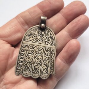 Ancienne Amazigh Berber Tifinagh Hamsa Khamssa Silver Necklace