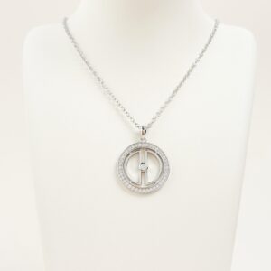 Amazigh Moon Necklace with Berber Symbol Pendant and Zirconia Accent