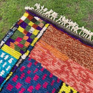 Amazigh Berber Handmade Beni Ourain Pink Cream Geometric Wool Rug