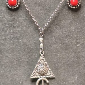 Amazigh Kabyle Fibule Berber Necklace with Corail Charms
