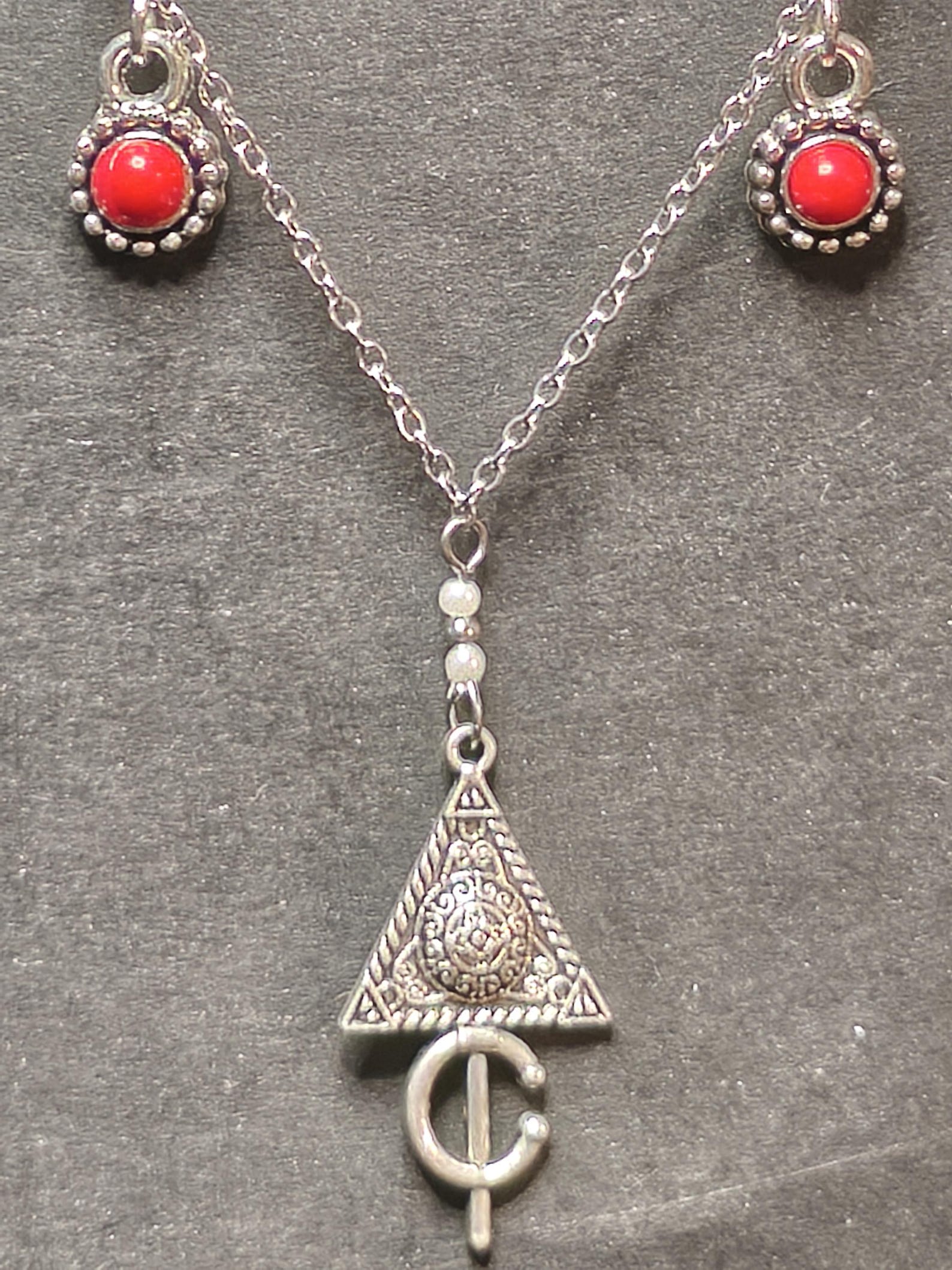 Amazigh Kabyle Fibule Berber Necklace with Corail Charms