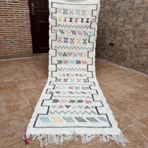 Amazigh Berber Handwoven Runner Rug with Colorful Patterns