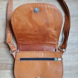 Amazigh Tunisia Leather Handbag with Traditional Motifs Shoulder Bag