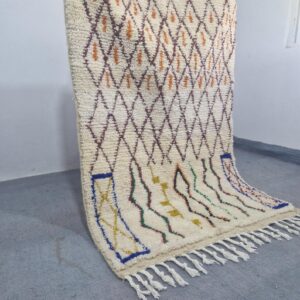 Emerald Green Amazigh Berber Handmade Wool Boujad Rug with Tribal Design