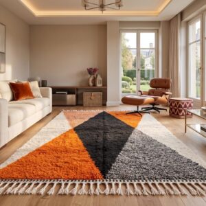 Custom Amazigh Berber Handmade Wool Rug for Living Room Decor