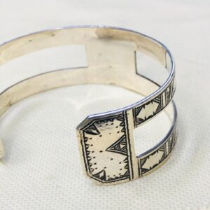 Amazigh Tuareg Berber Gravé Silver Bracelet Adjustable Cuff Maroc