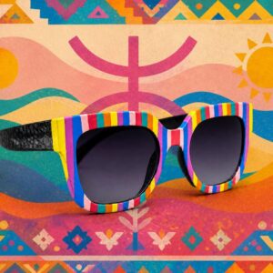 Amazigh IZURAG N TUDERT Rainbow Striped Hand Painted Sunglasses Frames