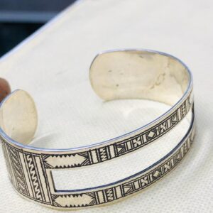 Amazigh Tuareg Berber Gravé Silver Bracelet Adjustable Cuff Maroc