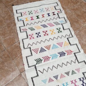 Amazigh Berber Handwoven Runner Rug with Colorful Patterns
