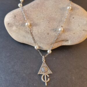 Amazigh Berber Kabyle Fibule Necklace with Pearls and Pendant