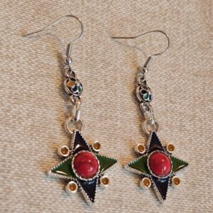 Amazigh Berber Kabyle Earrings with Silver Tone Modern Design