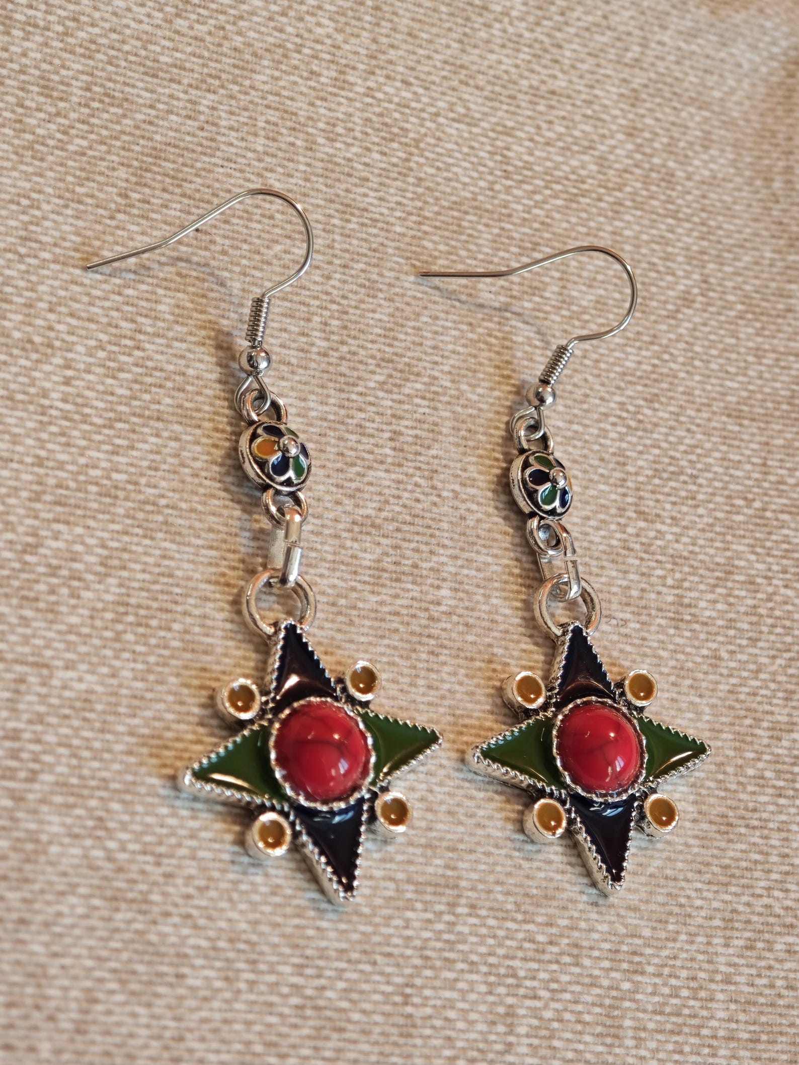 Amazigh Berber Kabyle Earrings with Silver Tone Modern Design