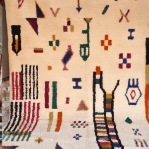 Amazigh Azilal Handwoven Wool Rug with Colorful Motifs Tiziri Collection