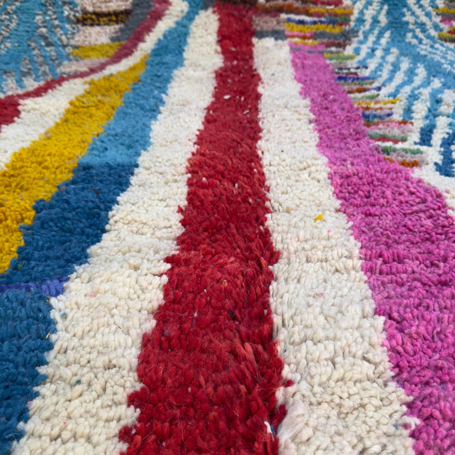 Colorful Custom Handwoven Amazigh Berber Boujaad Wool Area Rug