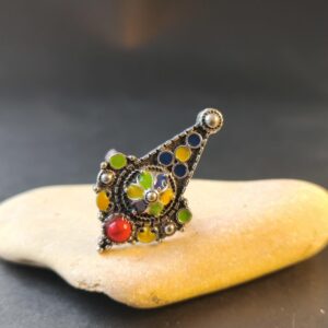 Kabyle Amazigh Berber Traditional Ring with Colorful Enamel