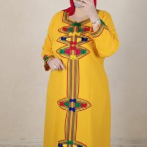 Amazigh Berber Embroidered Kaftan Dress with Yaz Patterns